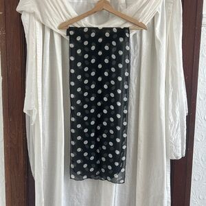 Vintage 100% Silk Polka Dot Black and White Scarf by Jafra